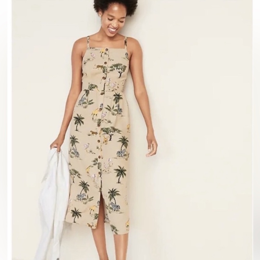 Old Navy Linen Safari Print Dress, L, EUC